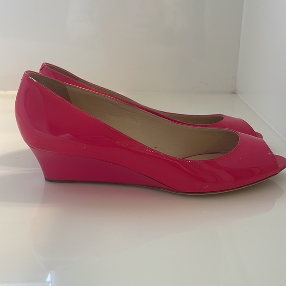 Jimmy Choo, Barbie pink peep-toe Wedge Heels - Picture 2 of 3